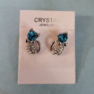 New Ceystal Cat Earrings #919